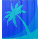 Palm Tree Retro Beach Tropical Blue Duschvorhang (Vorderseite)