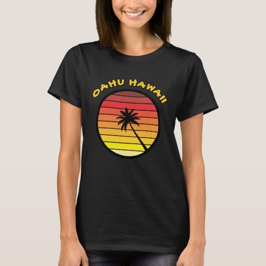 Palm Tree Retro Sunset Template T-Shirt (Vorderseite)
