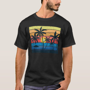 Palm Tree Retro Vintag Sunset Tropical Beach Dres T-Shirt