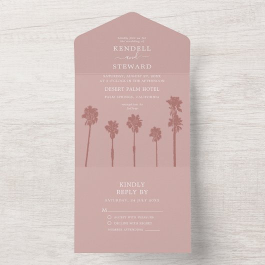 Palm Tree Romance Wedding Suite All In One Einladung (Innen Boden)