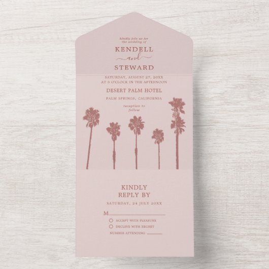 Palm Tree Romance Wedding Suite All In One Einladung (Innen Boden)