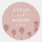 Palm Tree Romance Wedding Suite Runder Aufkleber (Vorderseite)