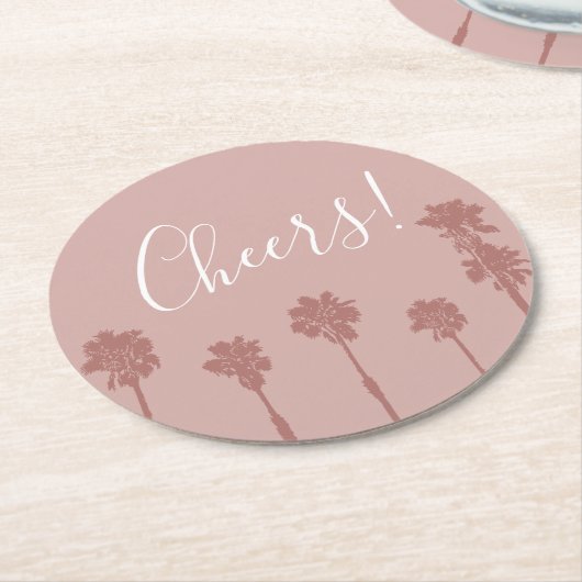 Palm Tree Romance Wedding Suite Runder Pappuntersetzer (Angewinkelt)