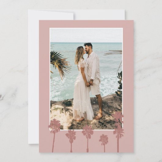 Palm Tree Romance Wedding Suite Save the Date (Rückseite)