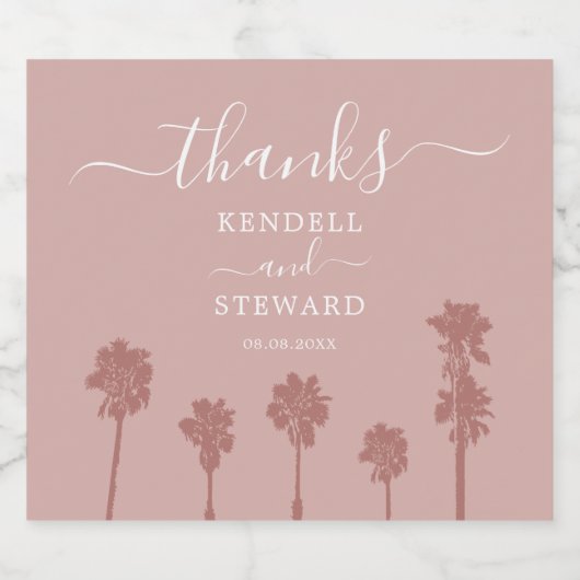 Palm Tree Romance Wedding Suite Schaumweinetikett (Einzelnes Label)