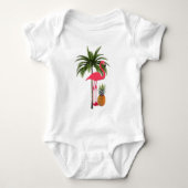 Palm Tree, rosa Flamingo, Ananas Baby Bodysuit Baby Strampler (Vorderseite)