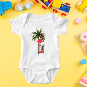 Palm Tree, rosa Flamingo, Ananas Baby Bodysuit Strampler