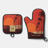 Palm Tree Row Ofenhandschuh & Topflappen-Set (Vorderseite)