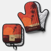 Palm Tree Row Ofenhandschuh & Topflappen-Set (Vorderseite/Rückseite)