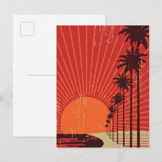 Palm Tree Row Postkarte (Vorne/Hinten)