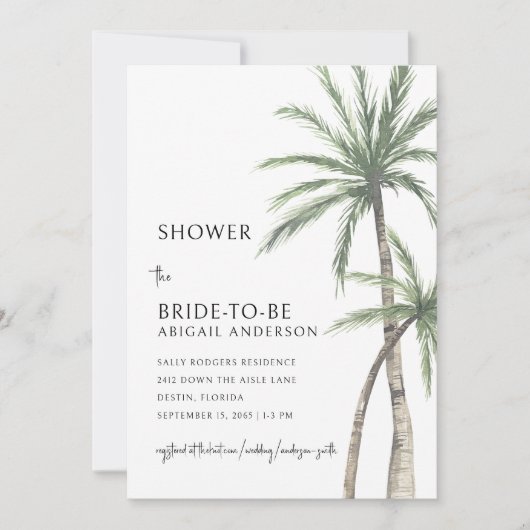 Palm Tree Sage Brautparty Einladung (Vorderseite)