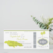 Palm Tree Save the Date Boarding Pass Jamaica (Stehend Vorderseite)