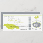 Palm Tree Save the Date Boarding Pass Jamaica (Vorne/Hinten)