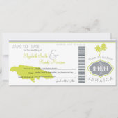 Palm Tree Save the Date Boarding Pass Jamaica (Vorderseite)