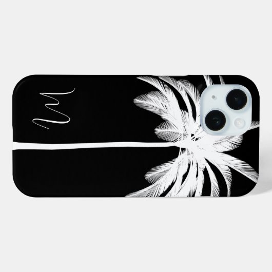 Palm Tree Schwarz-weiß Elegant Monogram Case-Mate iPhone Hülle (Rückseite (Horizontal))