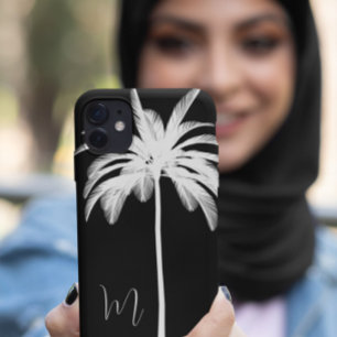 Palm Tree Schwarz-weiß Elegant Monogram Case-Mate iPhone Hülle