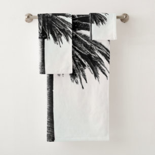 Palm Tree Schwarz-weiß Modern Blue Sky Badhandtuch Set