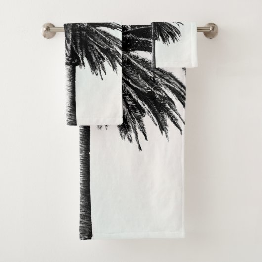 Palm Tree Schwarz-weiß Modern Blue Sky Badhandtuch Set (Insitu)