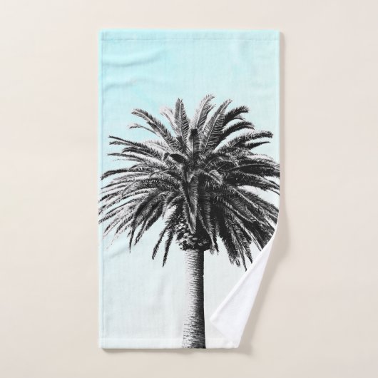 Palm Tree Schwarz-weiß Modern Blue Sky Badhandtuch Set (Handtuch)