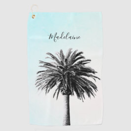 Palm Tree Schwarz-weiß Modern Blue Sky Personal Golfhandtuch