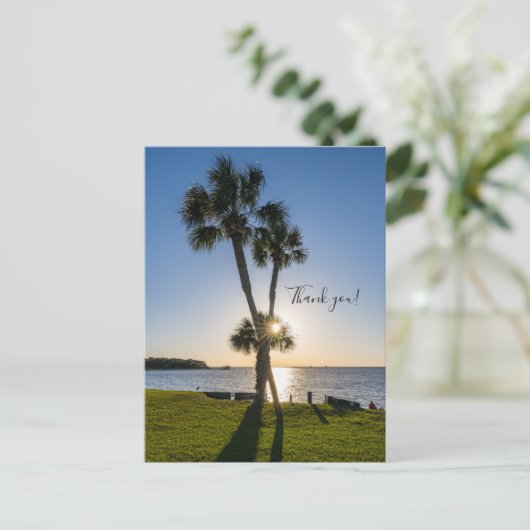 Palm Tree Scissors Silhouette Danke Postcard Postkarte (Stehend Vorderseite)