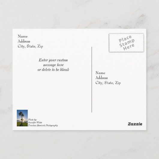 Palm Tree Scissors Silhouette Danke Postcard Postkarte (Rückseite)