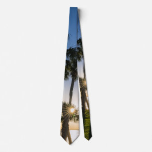 Palm Tree Scissors Silhouette Neck Tie Krawatte