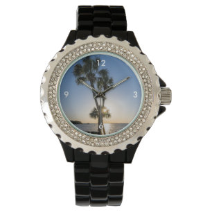 Palm Tree Scissors Silhouette Watch Armbanduhr