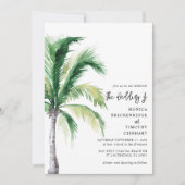 Palm-Tree-Script-Hochzeit in Urlaubsort für Wasser Einladung (Vorderseite)