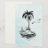 Palm Tree & Seagull auf Notizen Briefpapier (Vorne/Hinten)