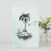 Palm Tree & Seagull auf Notizen Briefpapier (Stehend Vorderseite)