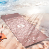 Palm Tree Seashell Mandala Monogram Mauve Beachy Yogamatte