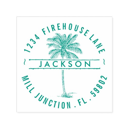 Palm Tree Self-Inking Rücksendeadresse Briefmarke Permastempel (Design)