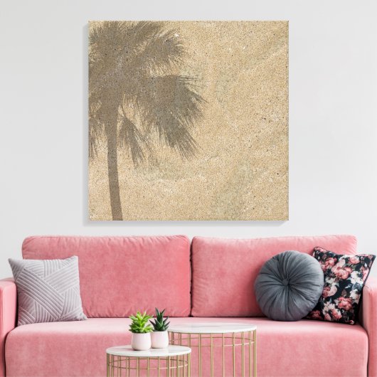 Palm Tree Shadow on Beach Sand Background - Palmen Leinwanddruck (Insitu (Wohnzimmer))