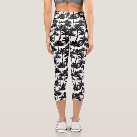 Palm Tree Shadow Pattern Capri Leggings (Rückseite)