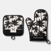 Palm Tree Shadow Pattern Ofenhandschuh & Topflappen-Set (Vorderseite)