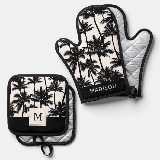 Palm Tree Shadow Pattern Ofenhandschuh & Topflappen-Set (Vorderseite/Rückseite)