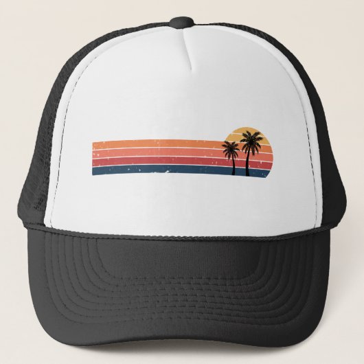 Palm Tree Shirt - Retro Style Tropical Beach Truckerkappe (Vorderseite)