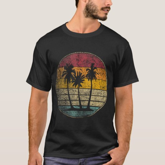 Palm Tree Shirt Tropical Beach Vintag Retro Stil (Vorderseite)