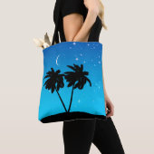 Palm Tree Silhouette, Abend Blau mit Sternen Tasche (Von Nahem)