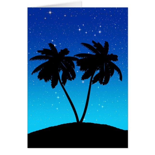 Palm Tree Silhouette auf Abend Blau mit Sternen (Vorne)