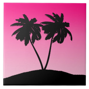 Palm Tree Silhouette auf Morgenrot Fliese