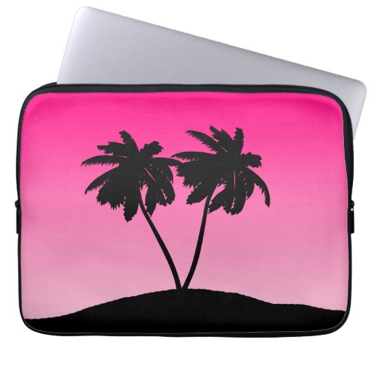 Palm Tree Silhouette auf Morgenrot Laptopschutzhülle (Vorderseite)