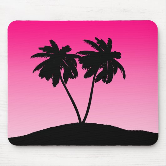 Palm Tree Silhouette auf Morgenrot Mousepad (Vorne)