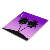 Palm Tree Silhouette auf Twilight Lila Fliese (Seite)