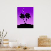 Palm Tree Silhouette auf Twilight Lila Poster (Küche)