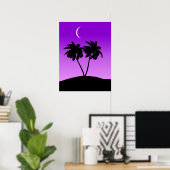 Palm Tree Silhouette auf Twilight Lila Poster (Heimbüro)