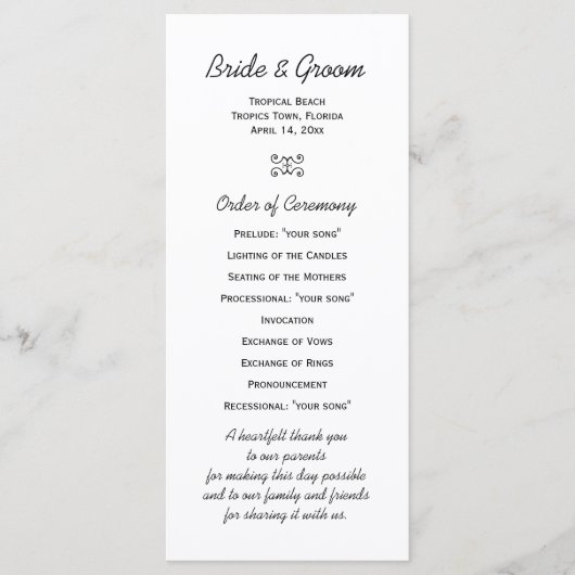 Palm Tree Silhouette Beach Hochzeitsprogramm Programm (Vorderseite)