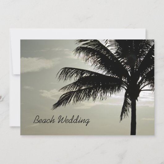 Palm Tree Silhouette Beach Wedding Einladung (Vorderseite)