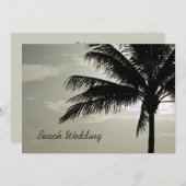 Palm Tree Silhouette Beach Wedding Einladung (Vorne/Hinten)